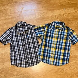 Wrangler Kids Plaid Button Down Shirts - Black, White, Blue, and Yellow